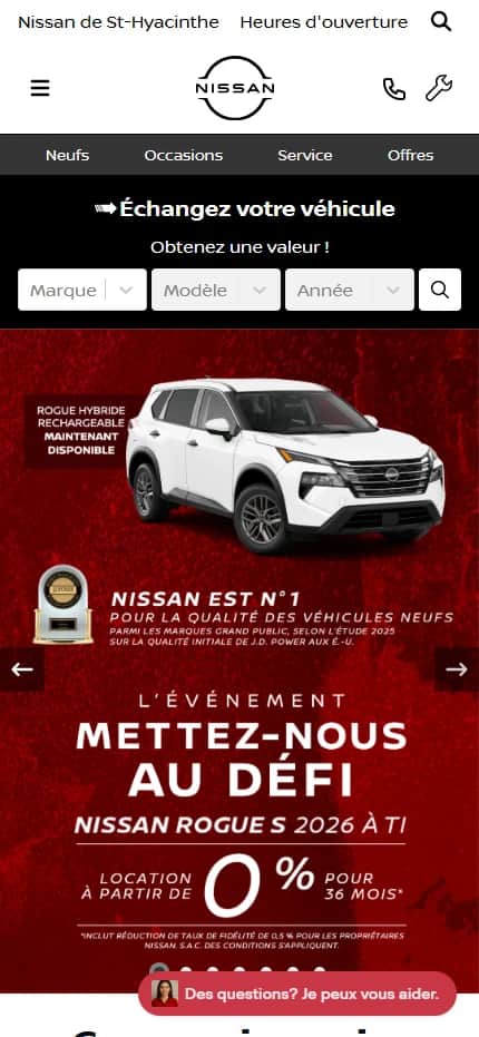 Site mobile Nissan
