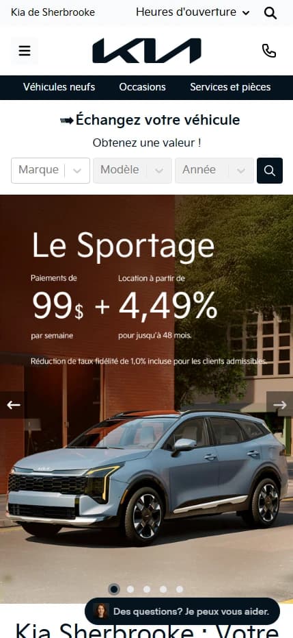 Site mobile Kia