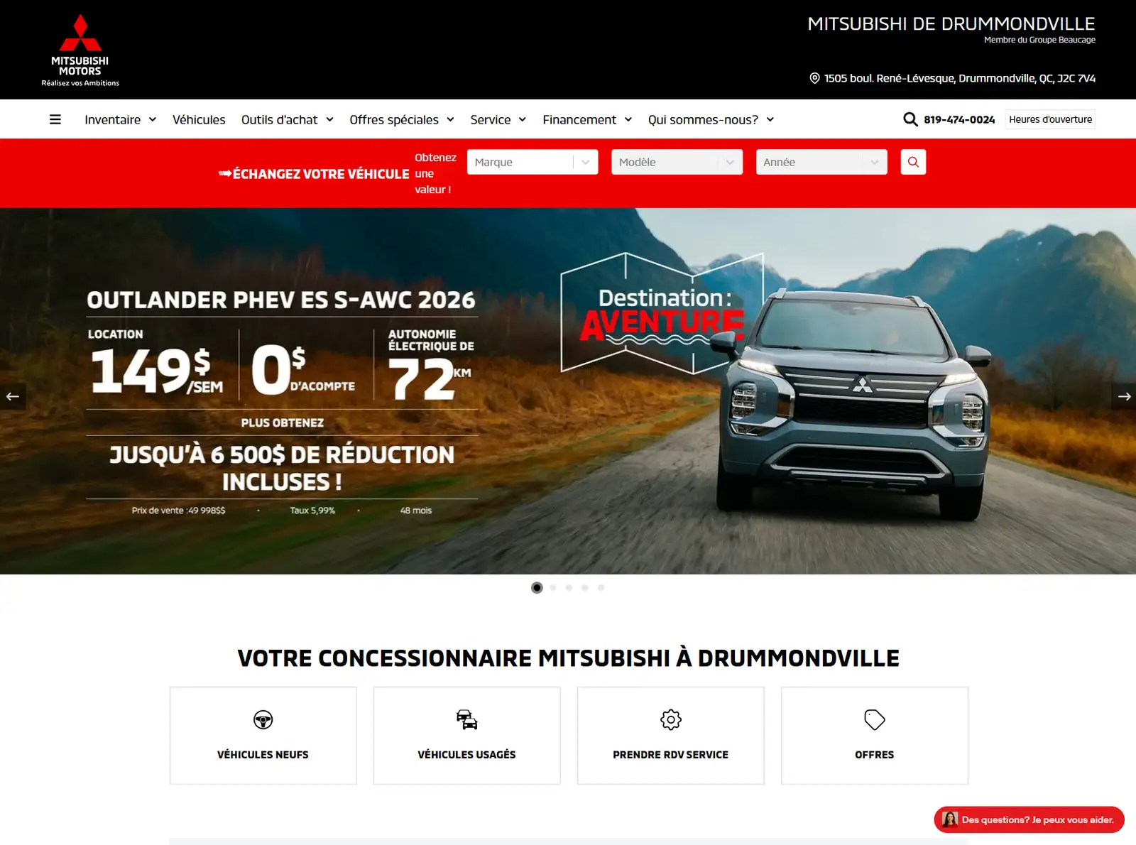 Site desktop Mitsubishi